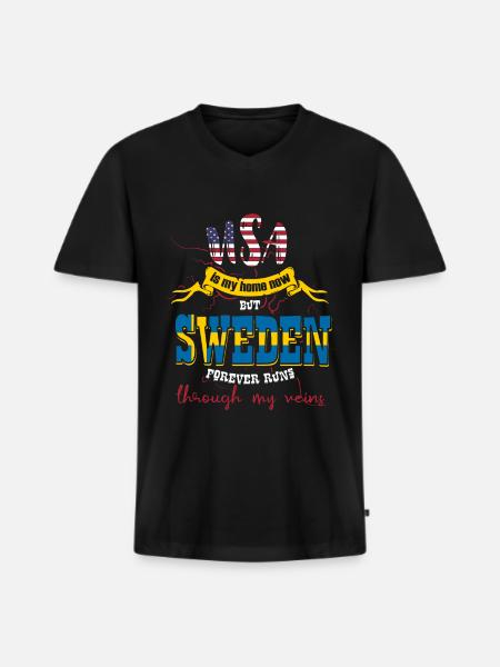 Sverige Malmö - Ekologisk premium-T-shirt med V-ringning herr - svart