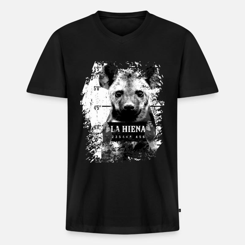 Hyäne - Männer Premium Bio T-Shirt mit V-Ausschnitt - Schwarz