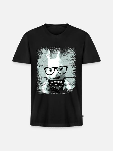 Prison rabbit funny - Men's Premium Organic T-shirt with V-neck - black