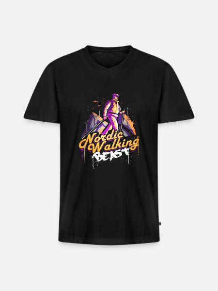 Nordic Walking - Männer Premium Bio T-Shirt mit V-Ausschnitt - Schwarz