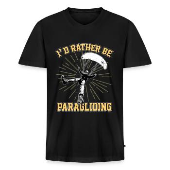 Paragleiter Gleitschirm - Männer Premium Bio T-Shirt mit V-Ausschnitt - Schwarz - Vorne - Nico (187cm)