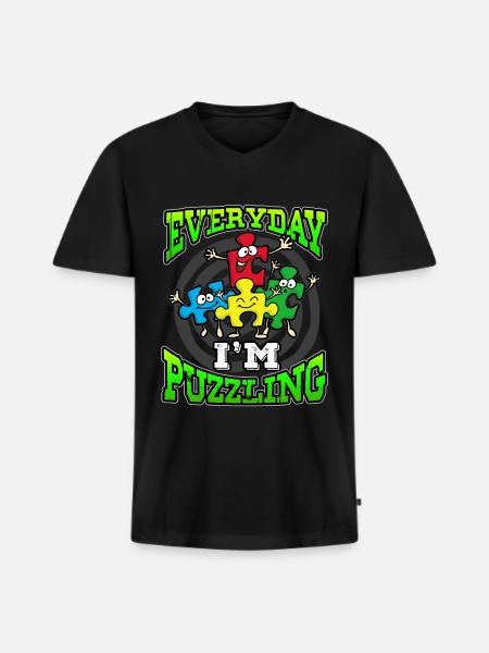 Puzzle Jigsaw Puzzle - Men's Premium Organic T-shirt with V-neck - black