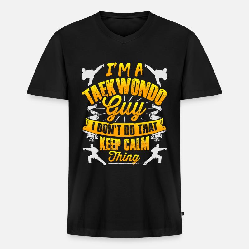 Tae kwon do Fighter - Männer Premium Bio T-Shirt mit V-Ausschnitt - Schwarz
