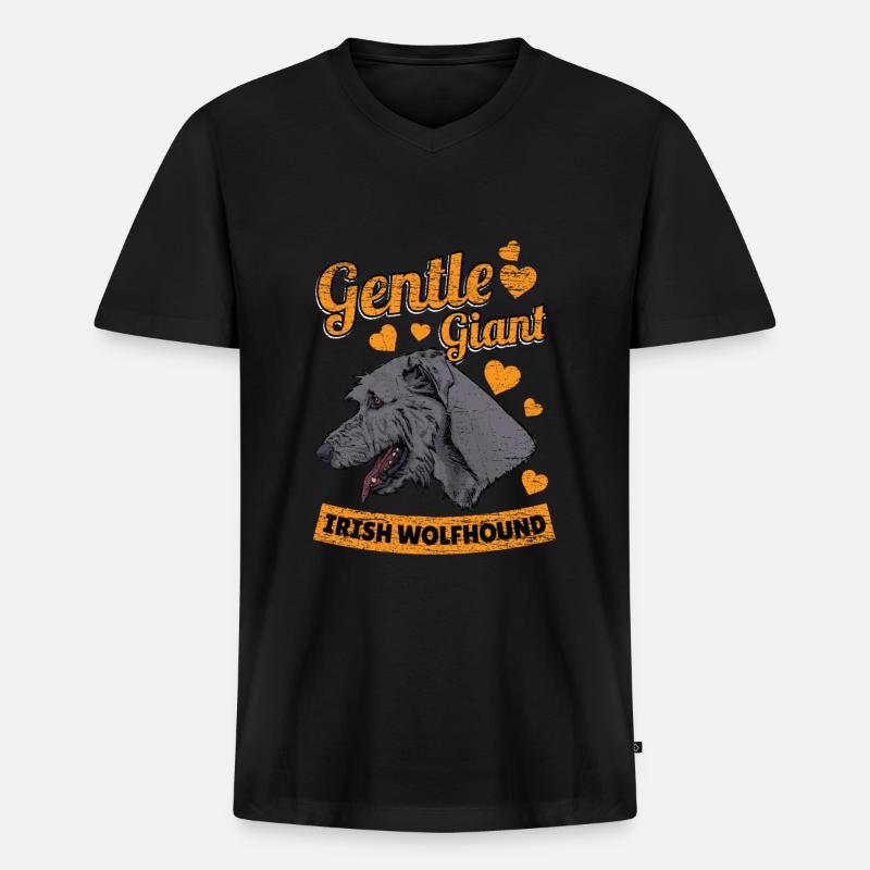 Irischer Wolfshund Herzen - Männer Premium Bio T-Shirt mit V-Ausschnitt - Schwarz
