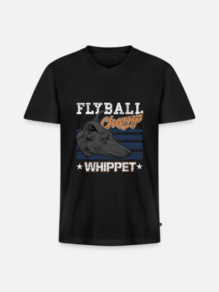 Whippet - Männer Premium Bio T-Shirt mit V-Ausschnitt - Schwarz