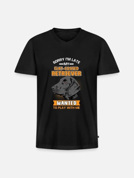 Flat Coated Retrievers - Men's Premium Organic T-shirt with V-neck - black