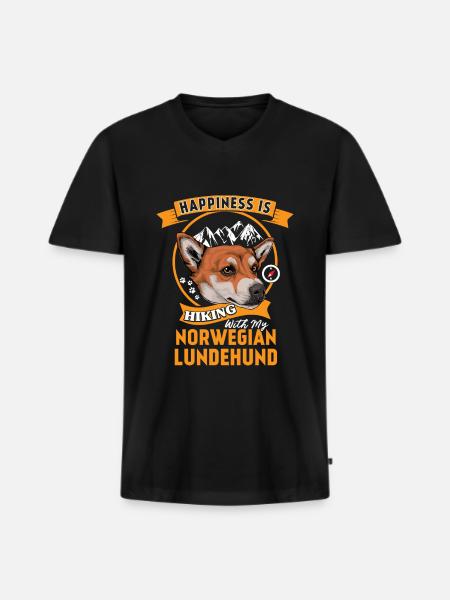 Norska Lundehund Norska Lundehund - Ekologisk premium-T-shirt med V-ringning herr - svart