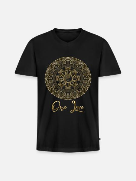 Mandala A love - Men's Premium Organic T-shirt with V-neck - black