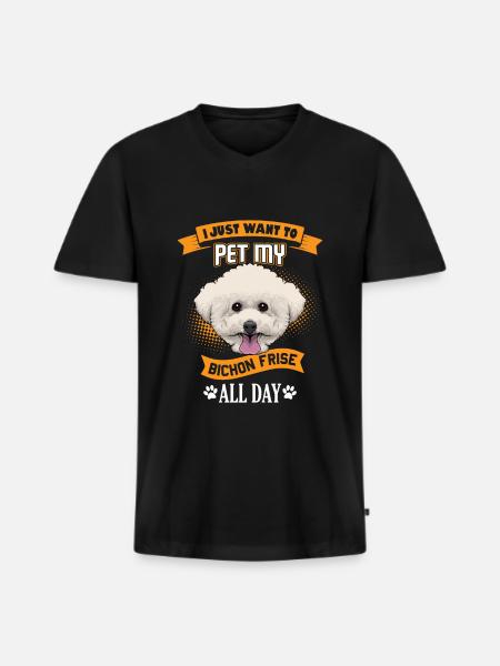 Bichon Frize - Men's Premium Organic T-shirt with V-neck - black