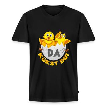 There you are! - Men's Premium Organic T-shirt with V-neck - black - Front - Nico (187cm)