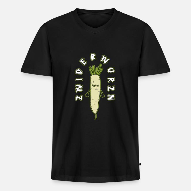 Grantiges Gemüse - Männer Premium Bio T-Shirt mit V-Ausschnitt - Schwarz