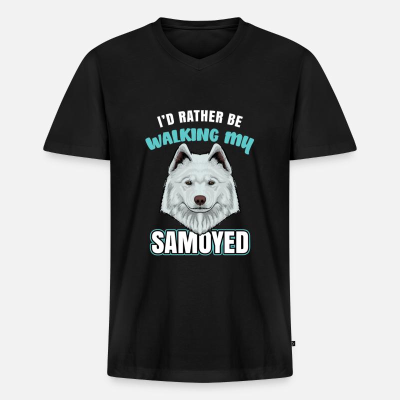 Samojede Samoyed - Männer Premium Bio T-Shirt mit V-Ausschnitt - Schwarz
