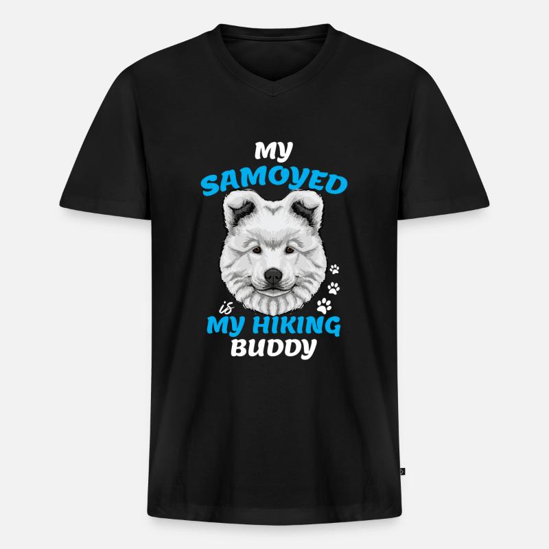 Samojede Samoyed - Männer Premium Bio T-Shirt mit V-Ausschnitt - Schwarz
