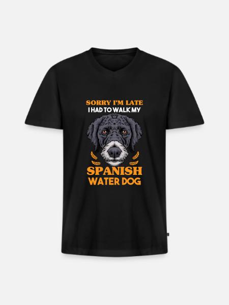 Chien d'eau espagnol - T-shirt encolure en V Premium bio Homme - noir