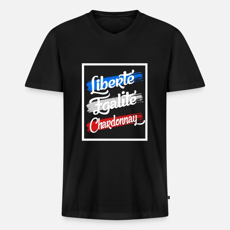 Liberte Egalite Chardonnay - Männer Premium Bio T-Shirt mit V-Ausschnitt - Schwarz
