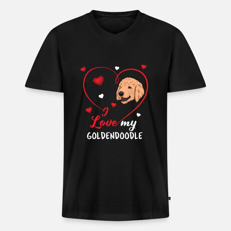 Goldendoodle - Männer Premium Bio T-Shirt mit V-Ausschnitt - Schwarz