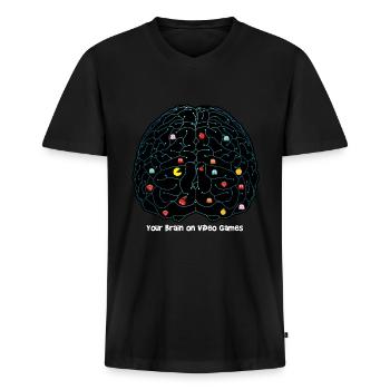 Votre cerveau sur les jeux vidéo - T-shirt encolure en V Premium bio Homme - noir - Devant - Nico (187cm)