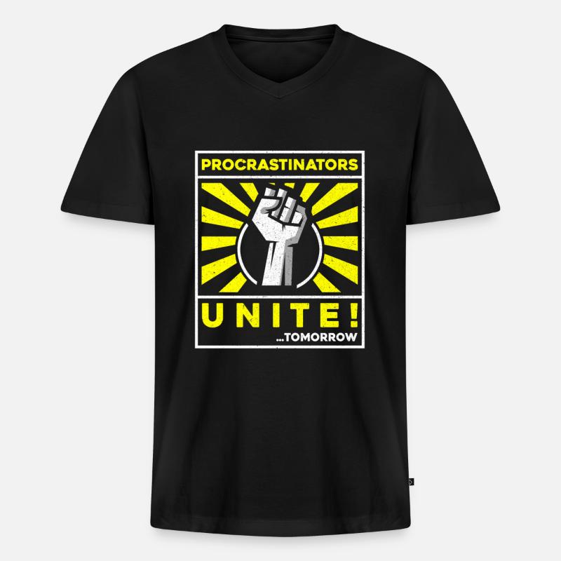 procrastinators unite tomorrow - Männer Premium Bio T-Shirt mit V-Ausschnitt - Schwarz