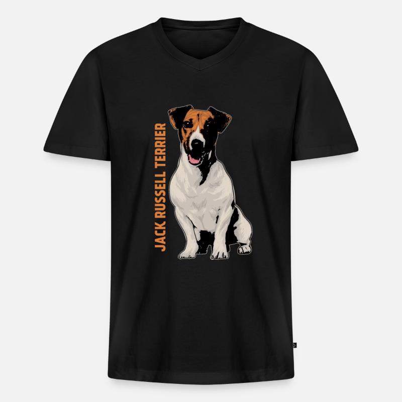 Jack Russell Terrier - Männer Premium Bio T-Shirt mit V-Ausschnitt - Schwarz