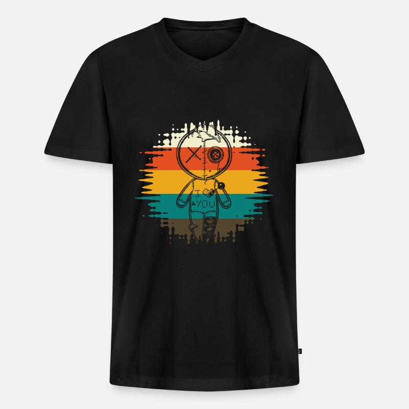 Voodoo Puppe Ich liebe dich - Männer Premium Bio T-Shirt mit V-Ausschnitt - Schwarz