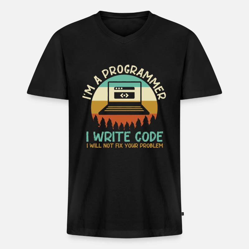 Programmeur Code Codage - T-shirt encolure en V Premium bio Homme - noir