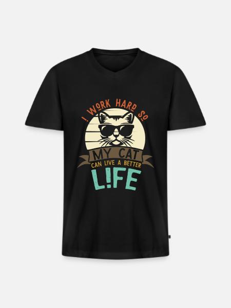 Cool cat pet - Men's Premium Organic T-shirt with V-neck - black