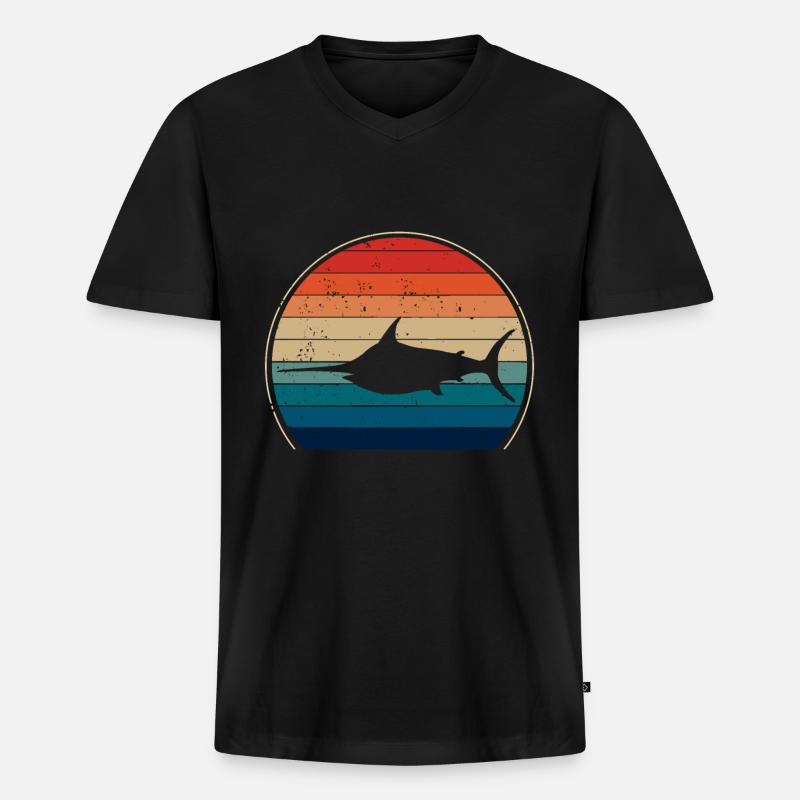 Schwertfisch - Männer Premium Bio T-Shirt mit V-Ausschnitt - Schwarz