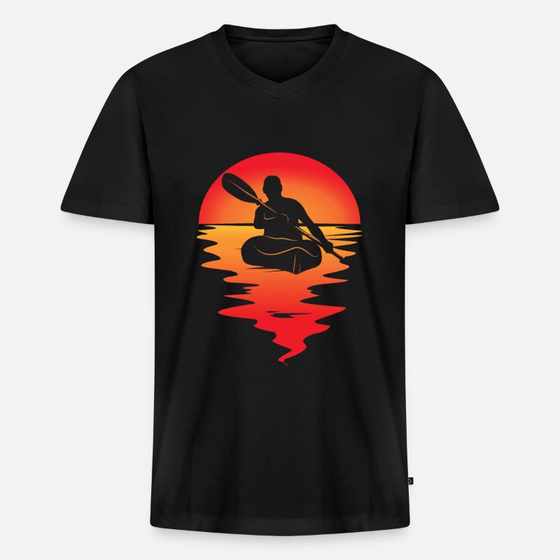 Kanu - Männer Premium Bio T-Shirt mit V-Ausschnitt - Schwarz