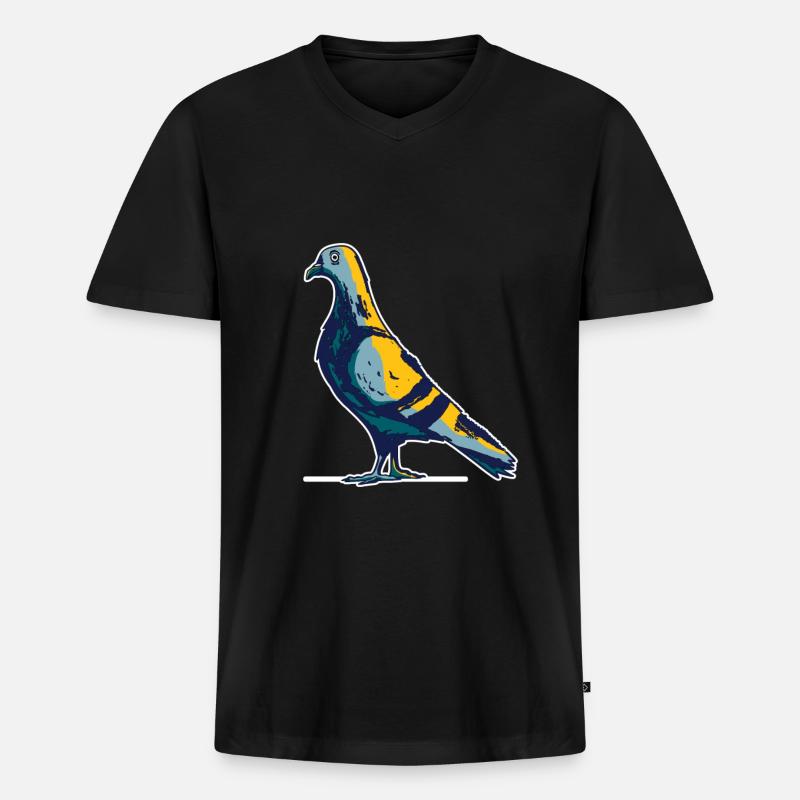 Taube - Männer Premium Bio T-Shirt mit V-Ausschnitt - Schwarz