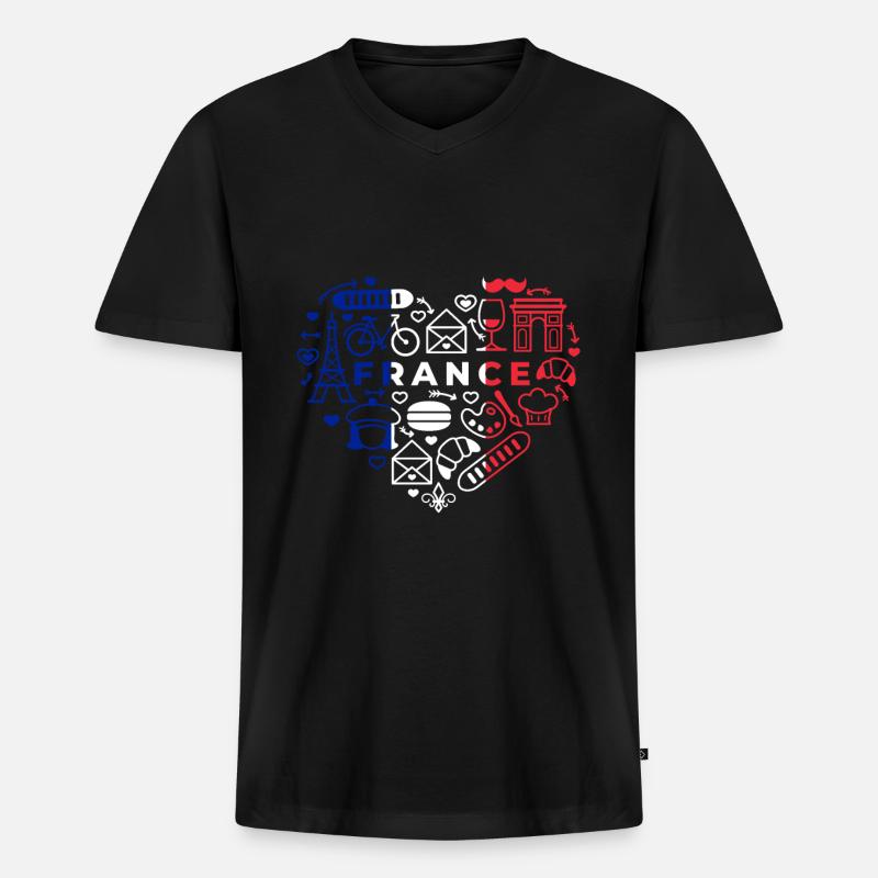Frankreich - Männer Premium Bio T-Shirt mit V-Ausschnitt - Schwarz