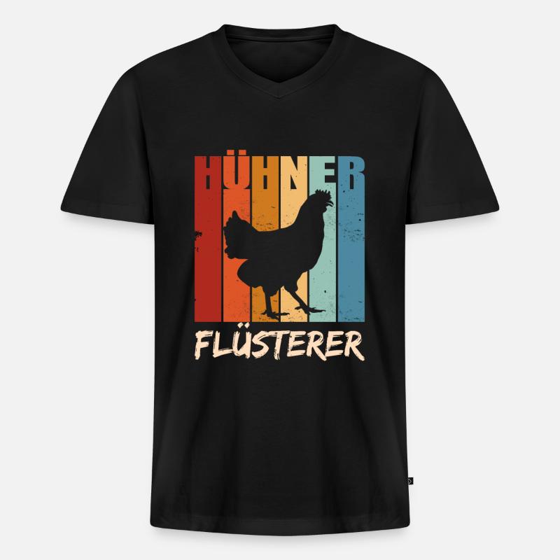 Retro Hühner Flüsterer Geschenk - Männer Premium Bio T-Shirt mit V-Ausschnitt - Schwarz