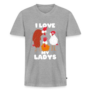 chicken - Men's Premium Organic T-shirt with V-neck - heather grey - Front