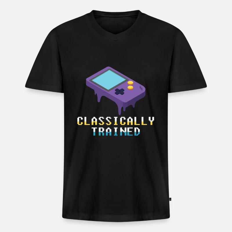 Classically Trained - Game Boy Gamer - Männer Premium Bio T-Shirt mit V-Ausschnitt - Schwarz