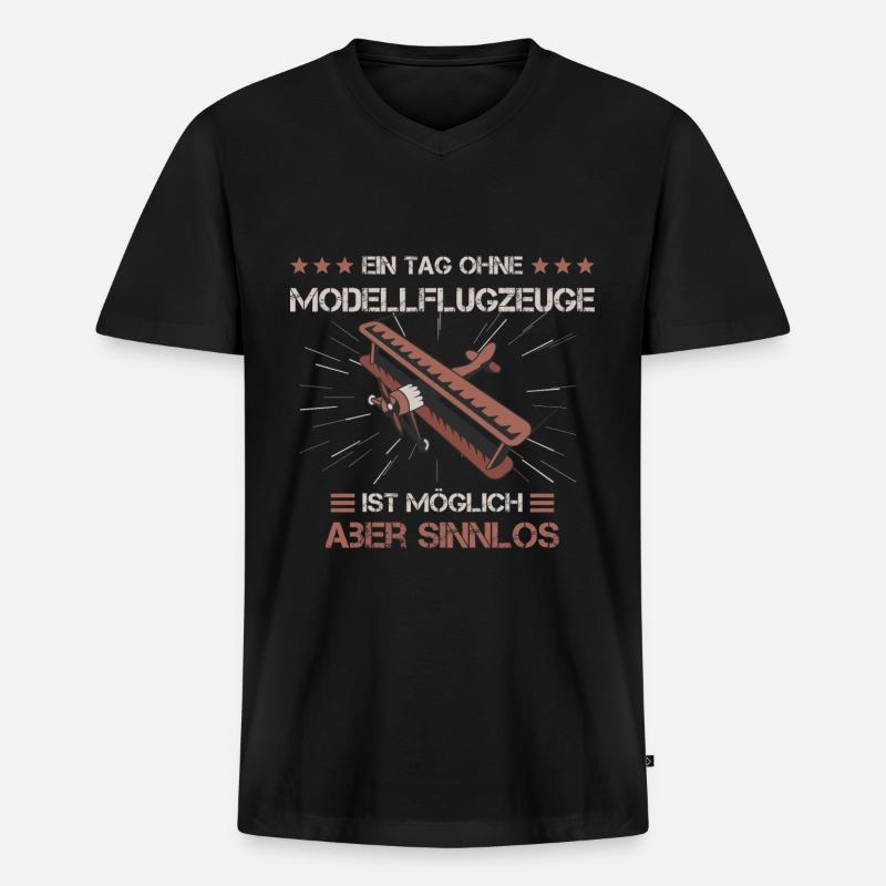 Modellfliegen Modellflugzeug Modellbauer Geschenk - Männer Premium Bio T-Shirt mit V-Ausschnitt - Schwarz