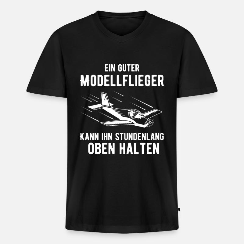 Modellflieger Sprüche Modellflugzeug Geschenk - Männer Premium Bio T-Shirt mit V-Ausschnitt - Schwarz