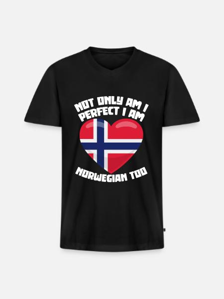 Norsk Perfekt Norge Norsk - Premium økologisk T-skjorte med V-hals for menn - svart