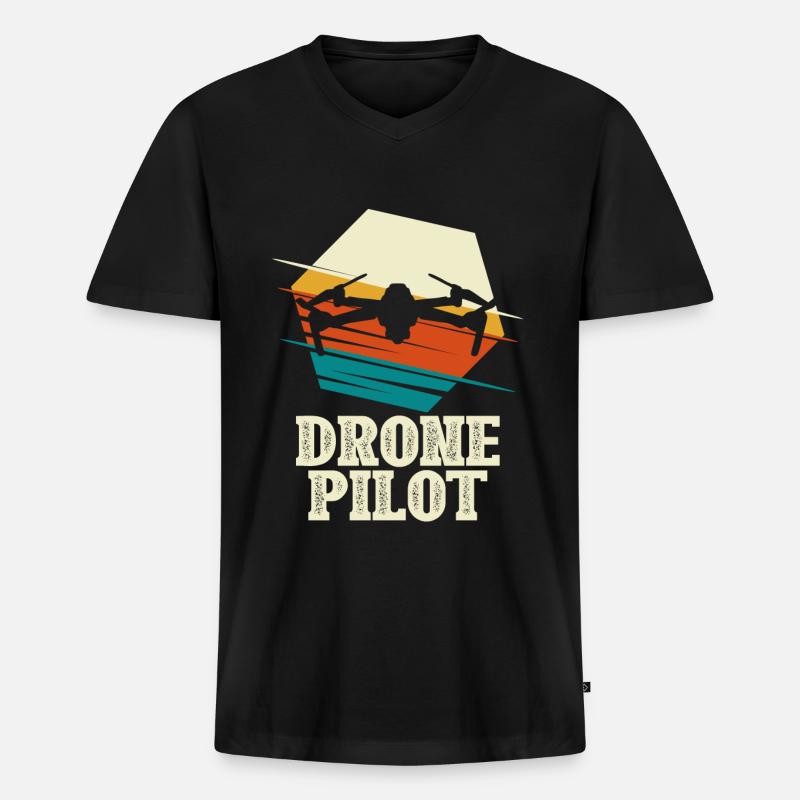 Drone Pilot - Quadcopter Multicopter - Männer Premium Bio T-Shirt mit V-Ausschnitt - Schwarz