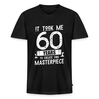 60. Geburtstag 60er Geschenk - Männer Premium Bio T-Shirt mit V-Ausschnitt - Schwarz - Vorne - Nico (187cm)