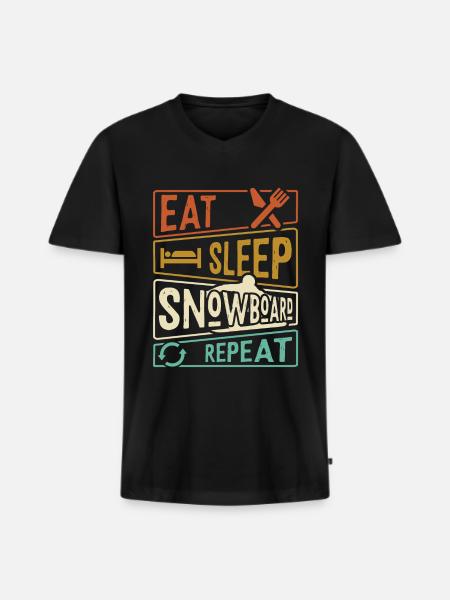 Eat Sleep Snowboard Repeat - Snowboarder - Men's Premium Organic T-shirt with V-neck - black
