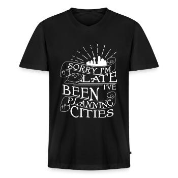 Planning cities - Men's Premium Organic T-shirt with V-neck - black - Front - Nico (187cm)