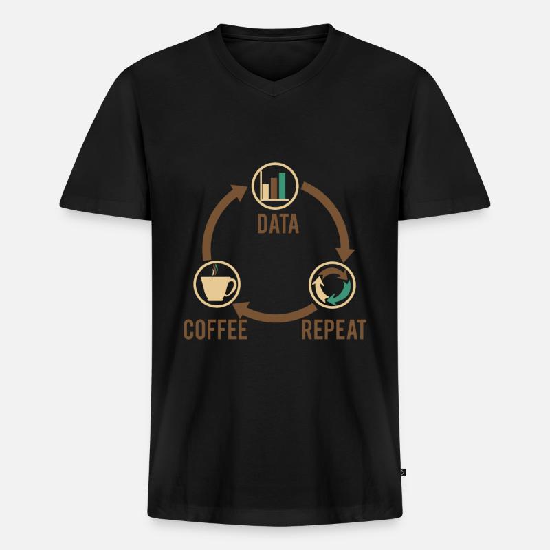 Daten Kaffee - Männer Premium Bio T-Shirt mit V-Ausschnitt - Schwarz