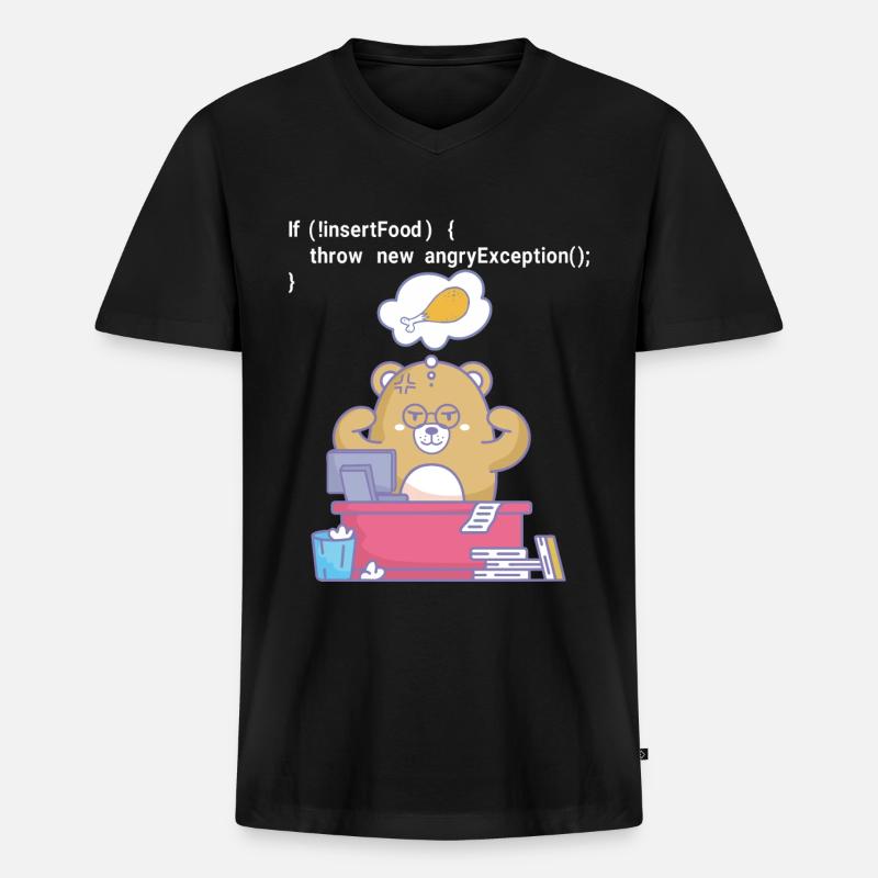 Hungrig programmieren - Männer Premium Bio T-Shirt mit V-Ausschnitt - Schwarz