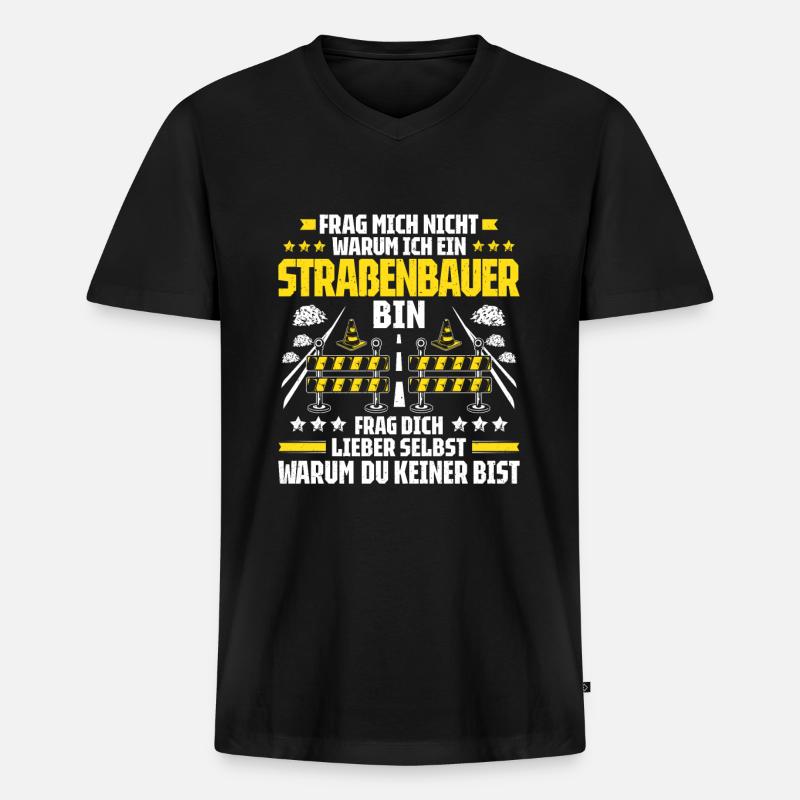 Straßenbauer Asphaltbauer Straßenbau - Männer Premium Bio T-Shirt mit V-Ausschnitt - Schwarz