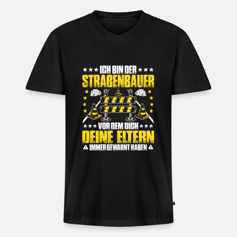 Straßenbauer Asphaltbauer Straßenbau - Männer Premium Bio T-Shirt mit V-Ausschnitt - Schwarz