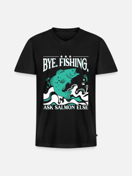 Lachs Fischen - Männer Premium Bio T-Shirt mit V-Ausschnitt - Schwarz
