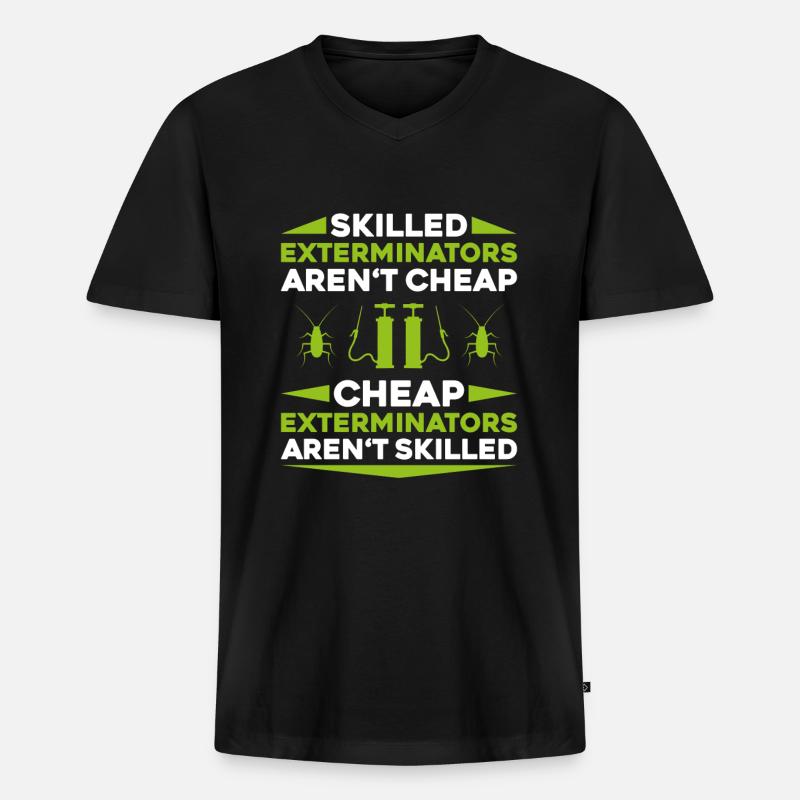 Schädlingsbekämpfer Kammerjäger Exterminator - Männer Premium Bio T-Shirt mit V-Ausschnitt - Schwarz