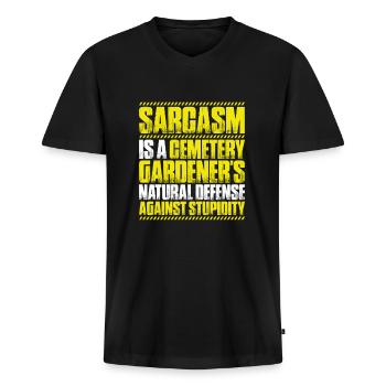 Friedhofsgärtner Friedhof Cemetery Gardener - Männer Premium Bio T-Shirt mit V-Ausschnitt - Schwarz - Vorne - Nico (187cm)