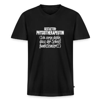 Physiotherapie Physiotherapeut Physical Therapist - Männer Premium Bio T-Shirt mit V-Ausschnitt - Schwarz - Vorne - Nico (187cm)