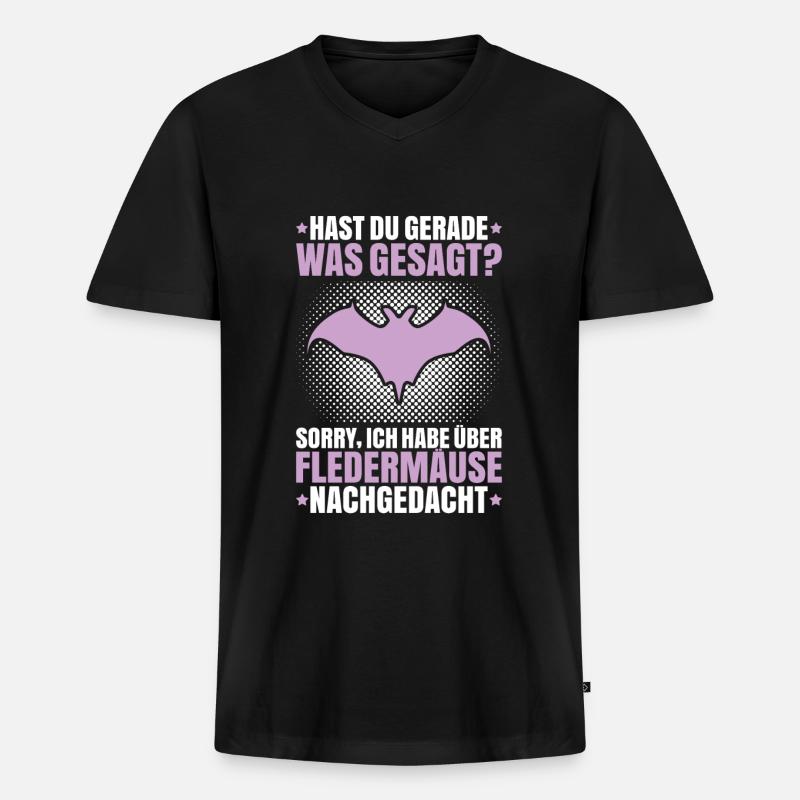 Fledermaus Fledermäuse Bat Bats Fledertier - Männer Premium Bio T-Shirt mit V-Ausschnitt - Schwarz