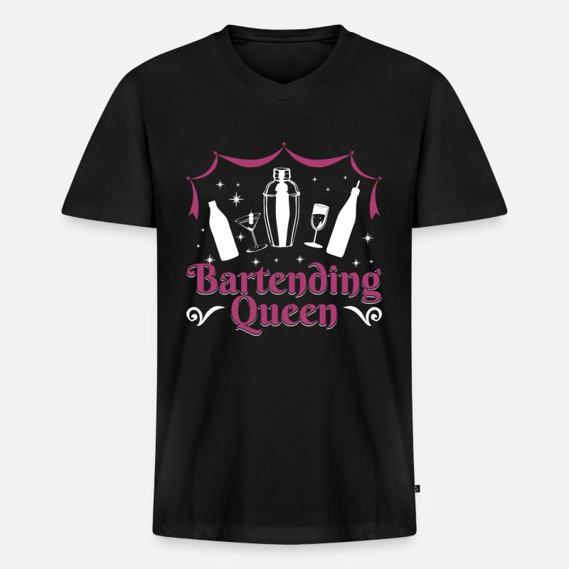 Bartending Queen - Männer Premium Bio T-Shirt mit V-Ausschnitt - Schwarz